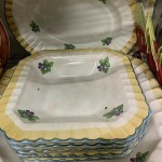 HAND PAINTED SQUARE AND OVAL SERVING PLATTERS DUE TORRI MADE IN ITALY